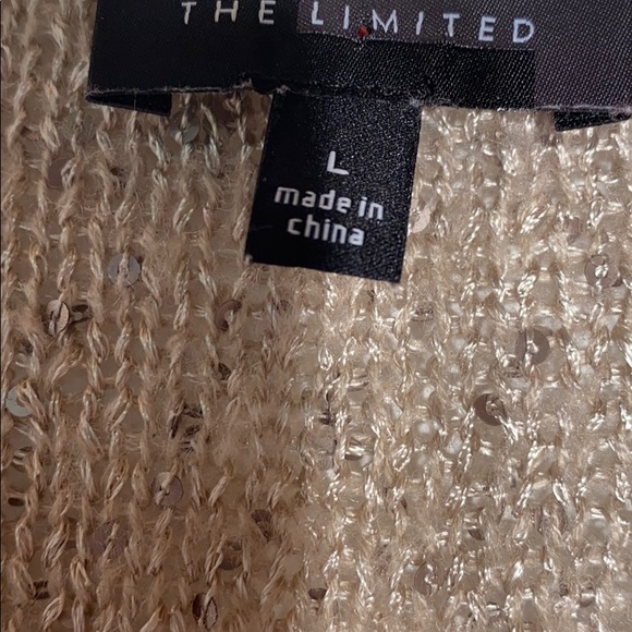 The Limited v neck beige sequin LS sweAter Lg VGC - Picture 2 of 7